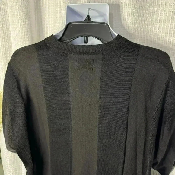Elliott Men’s Large Black Stripped Pullover Black Knit Textured V Neck Top - Picture 6 of 13